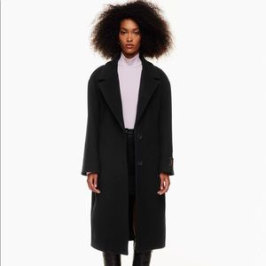 Aritzia Wilfred Iconic “The Only” Black Wool Cashmere Coat Size Small